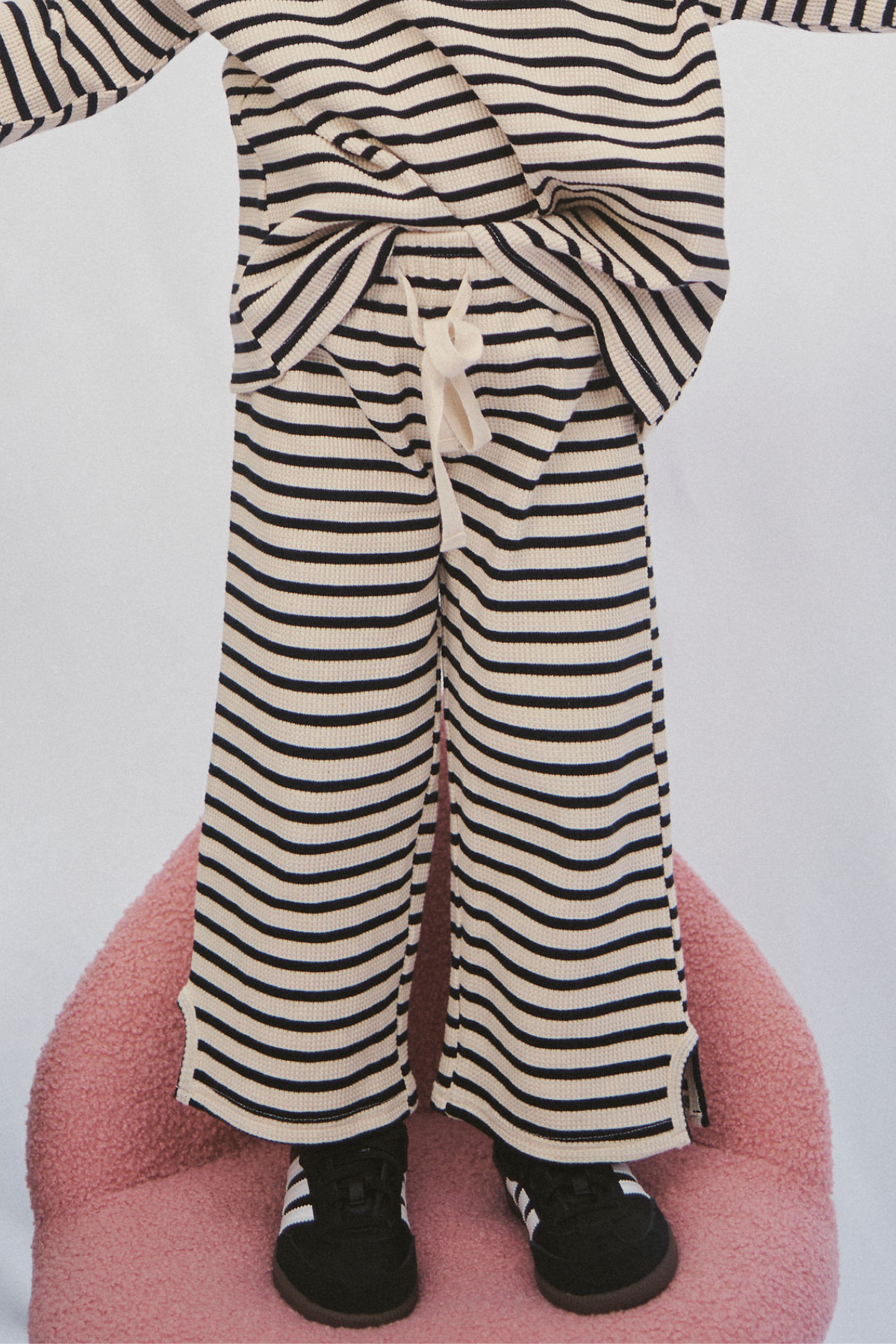 The Lucky Lounge Pants - Balck Ecru Stripe