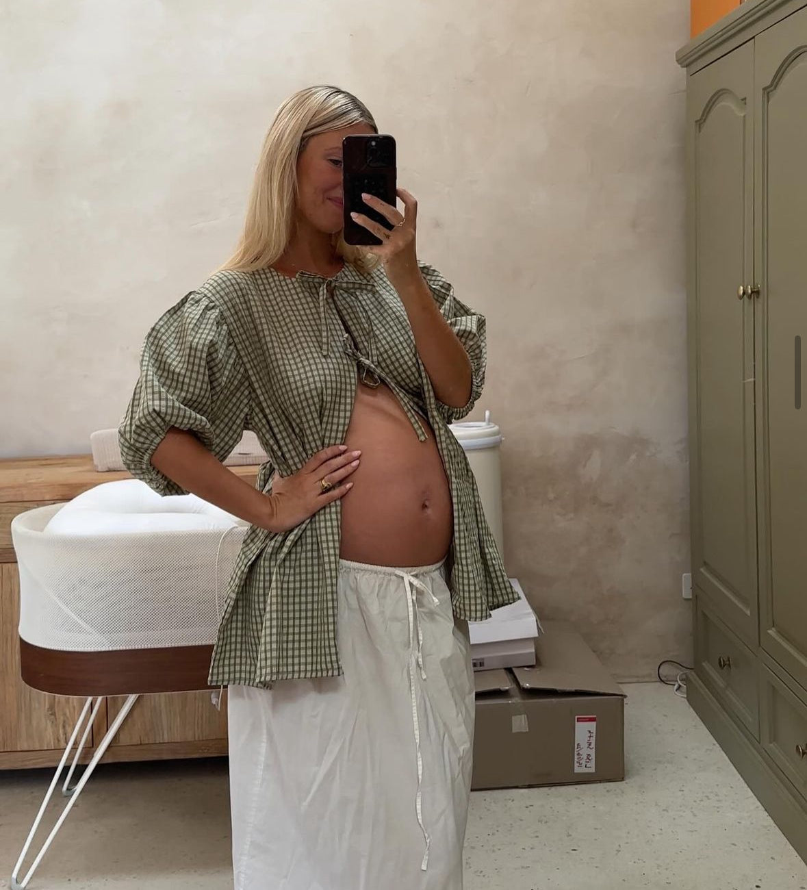 The Mama Cami  - Olive Gingham