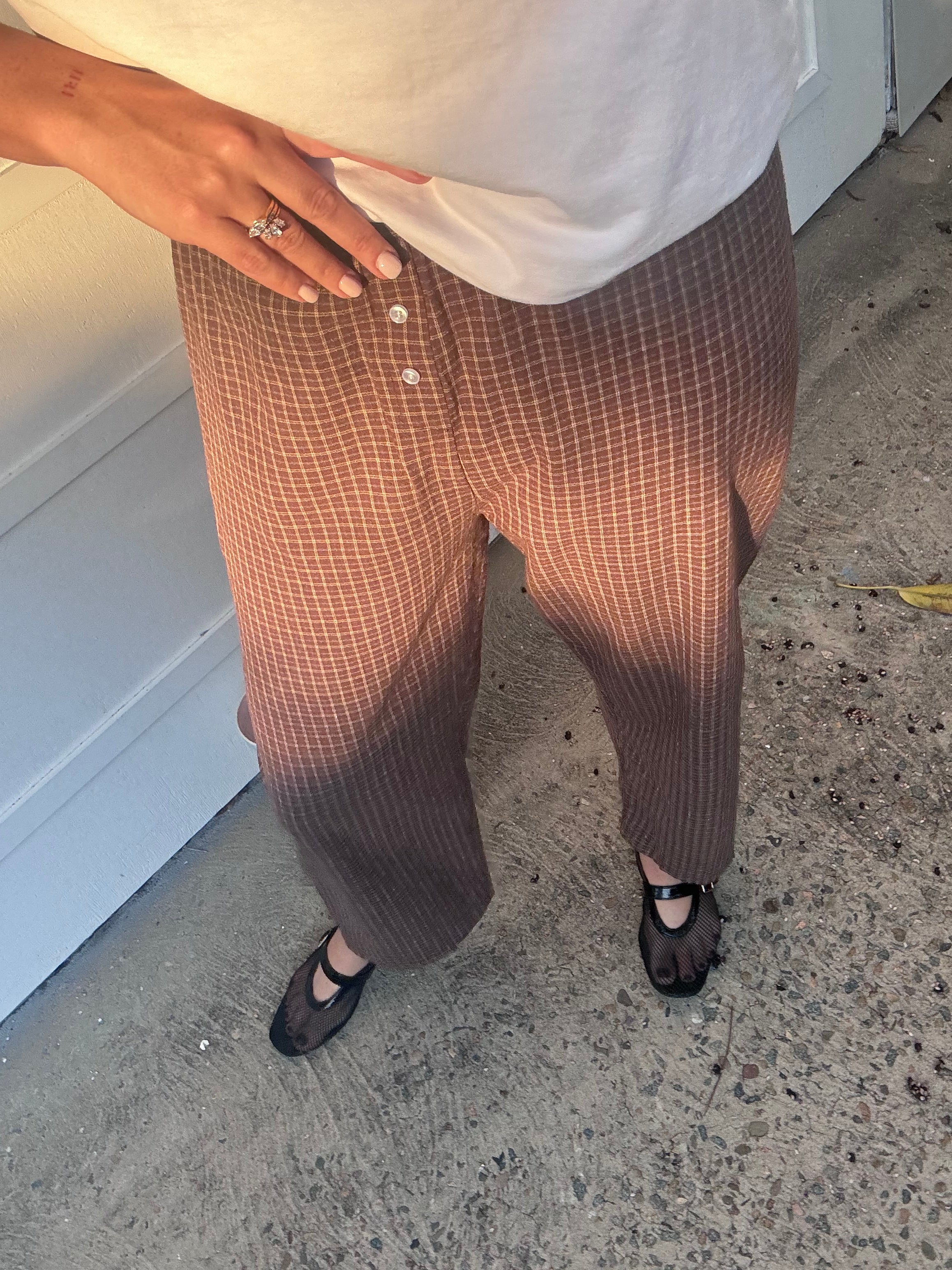Mama Cam Pant - Chocolate Gingham