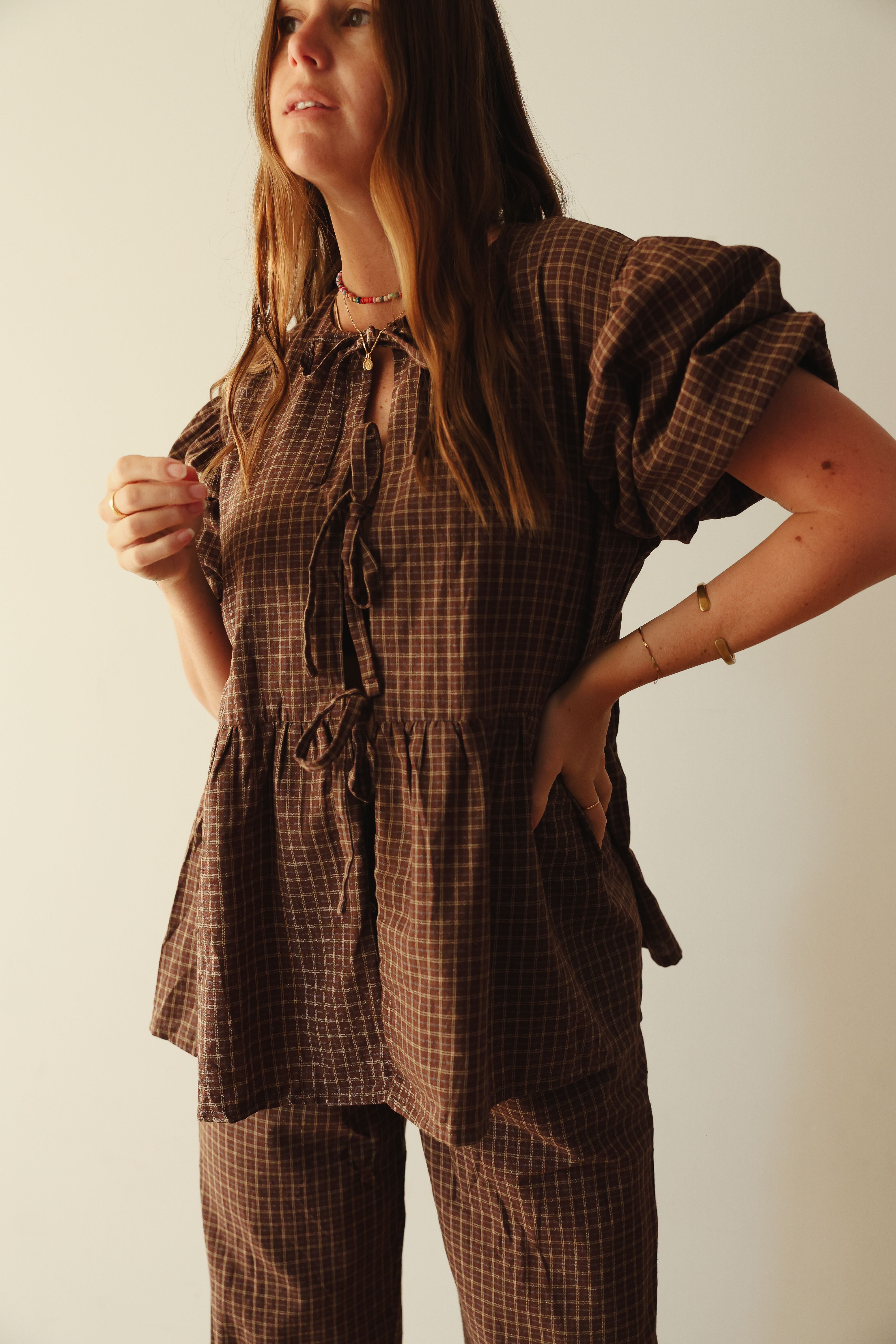 PRE ORDER - The Mama Cami - Chocolate Gingham
