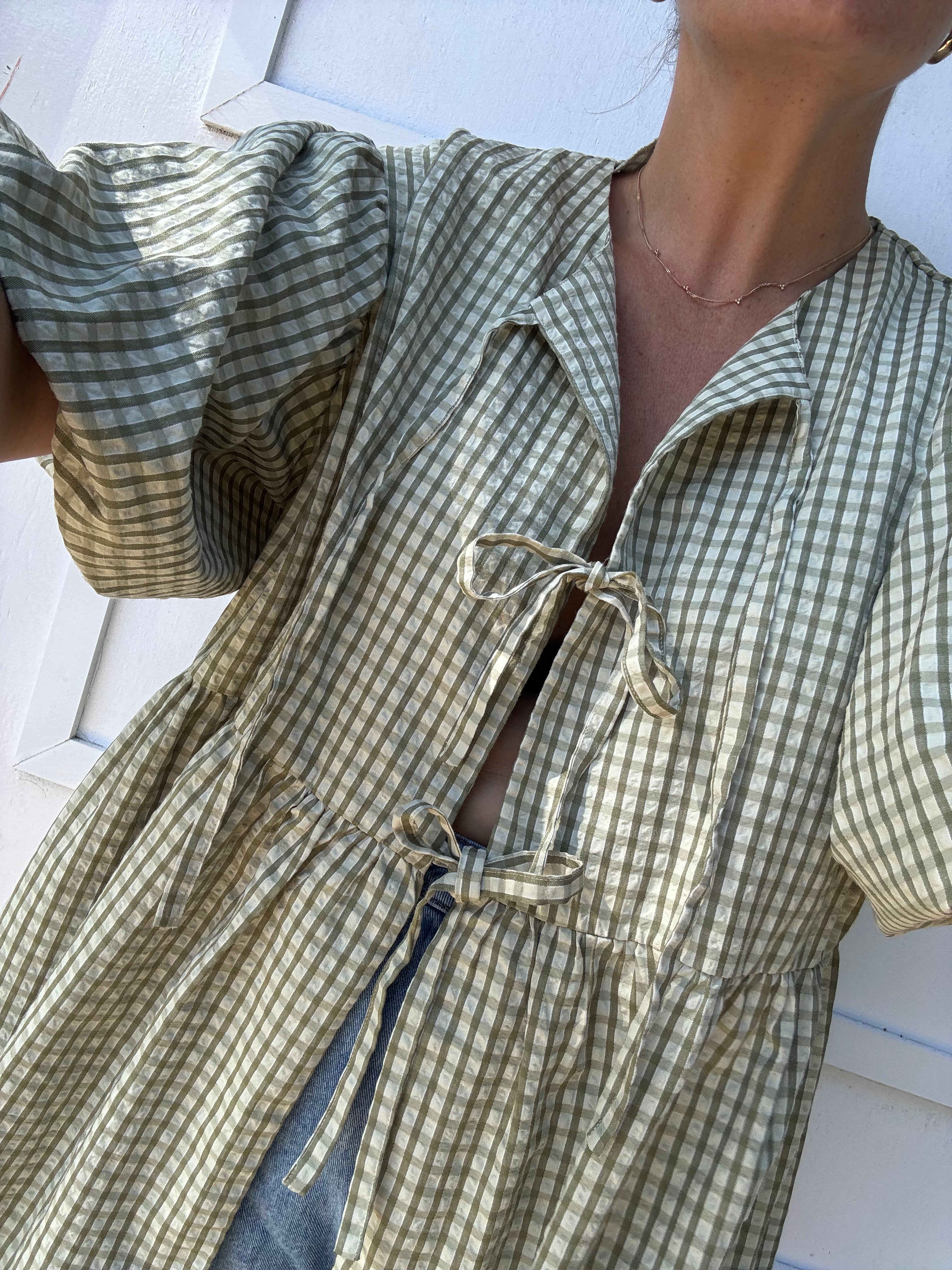PRE ORDER - The Mama Cami - Olive Gingham