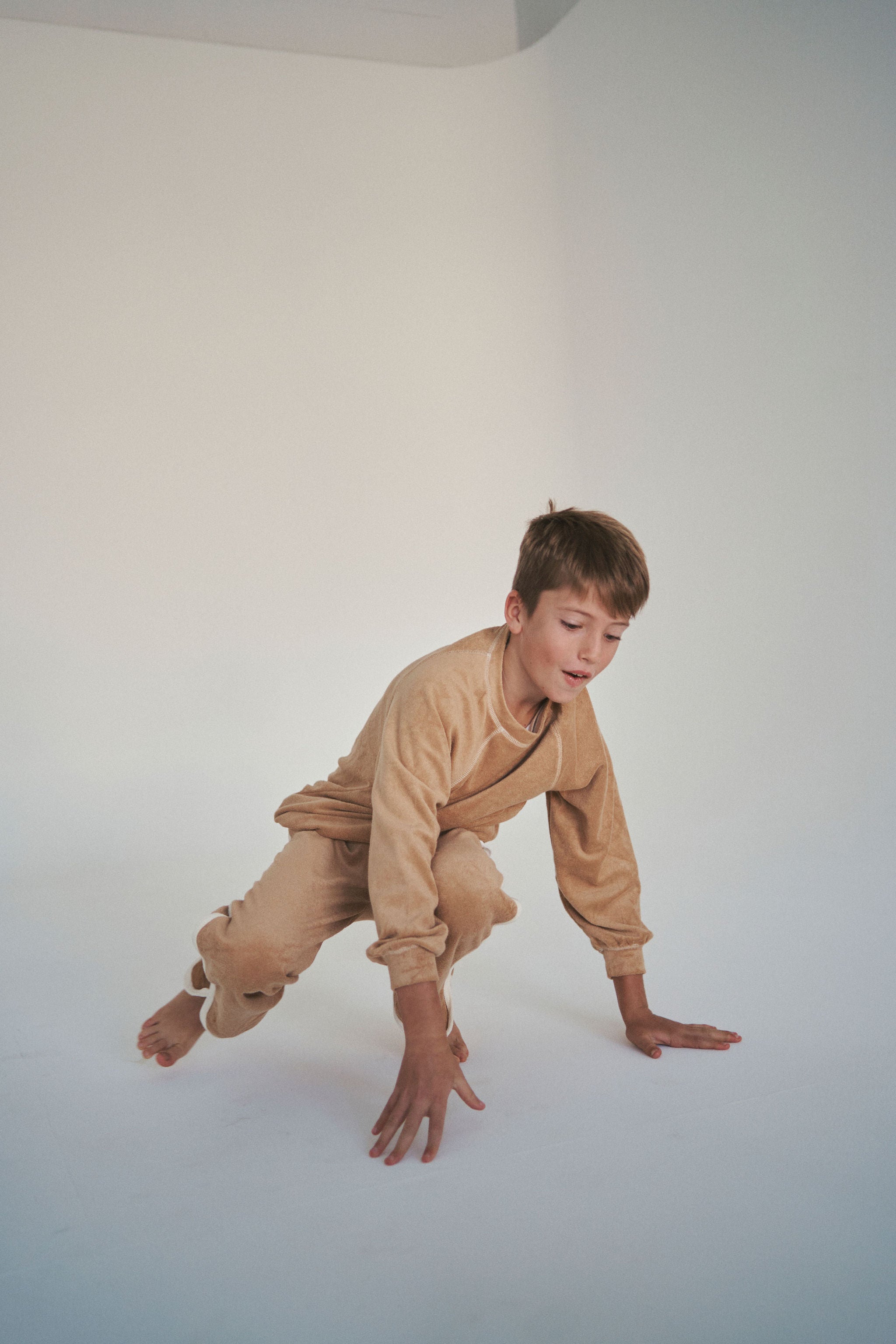 The Terry Track Sweater - Almond