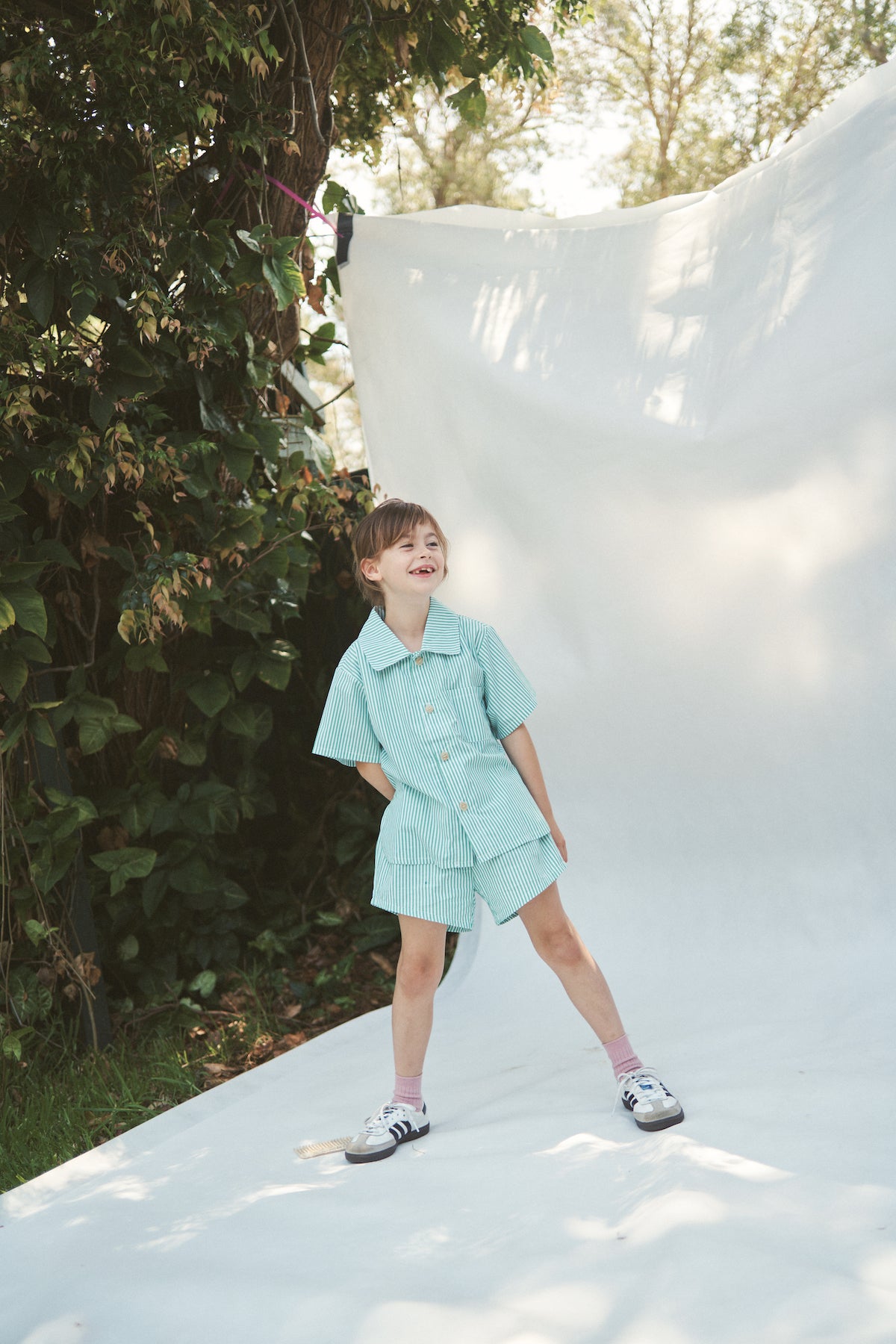 The Alva Button up Shirt - Verde Stripe