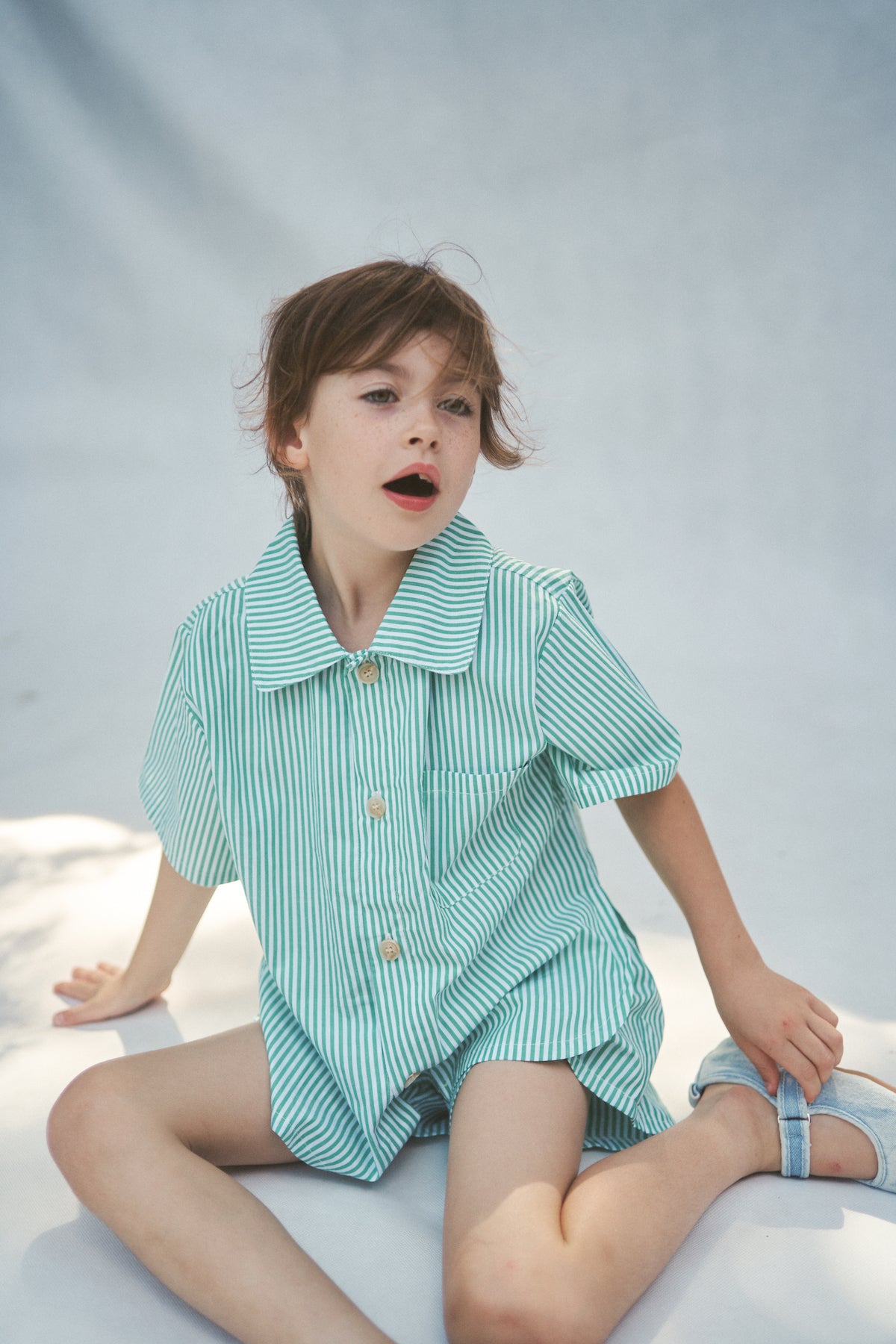 The Alva Button up Shirt - Verde Stripe