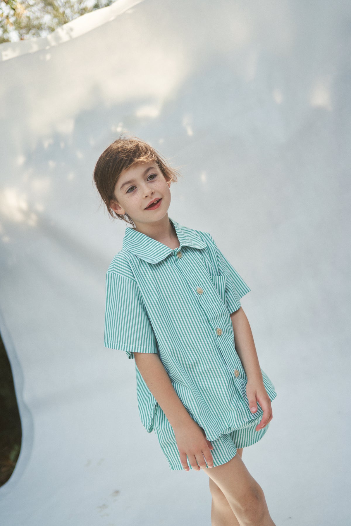 The Alva Button up Shirt - Verde Stripe