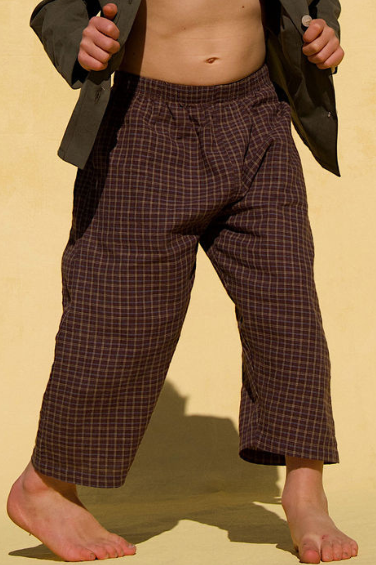 The Dusty Drop Crotch Pant - Choc Gingham