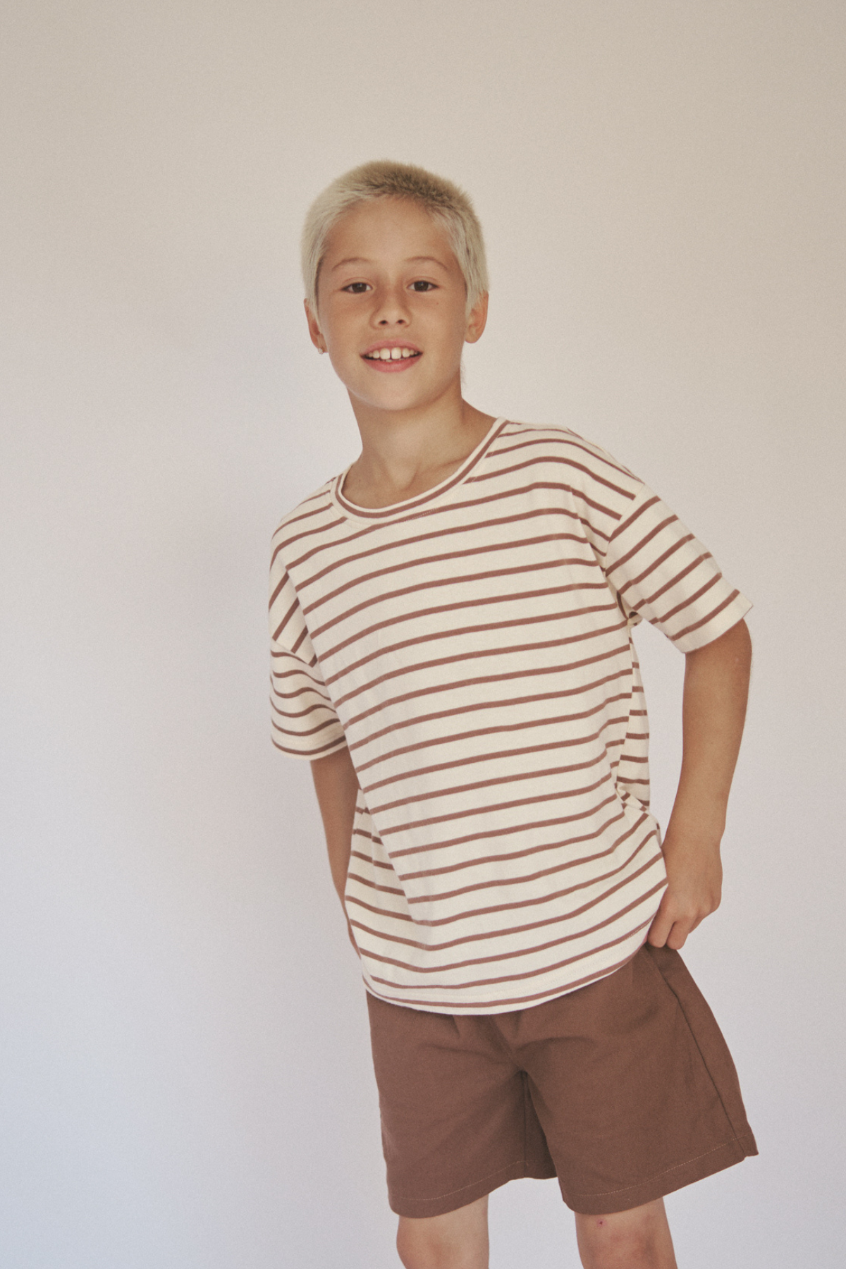 The Little Lou Tee - Vanilla Choc Stripe