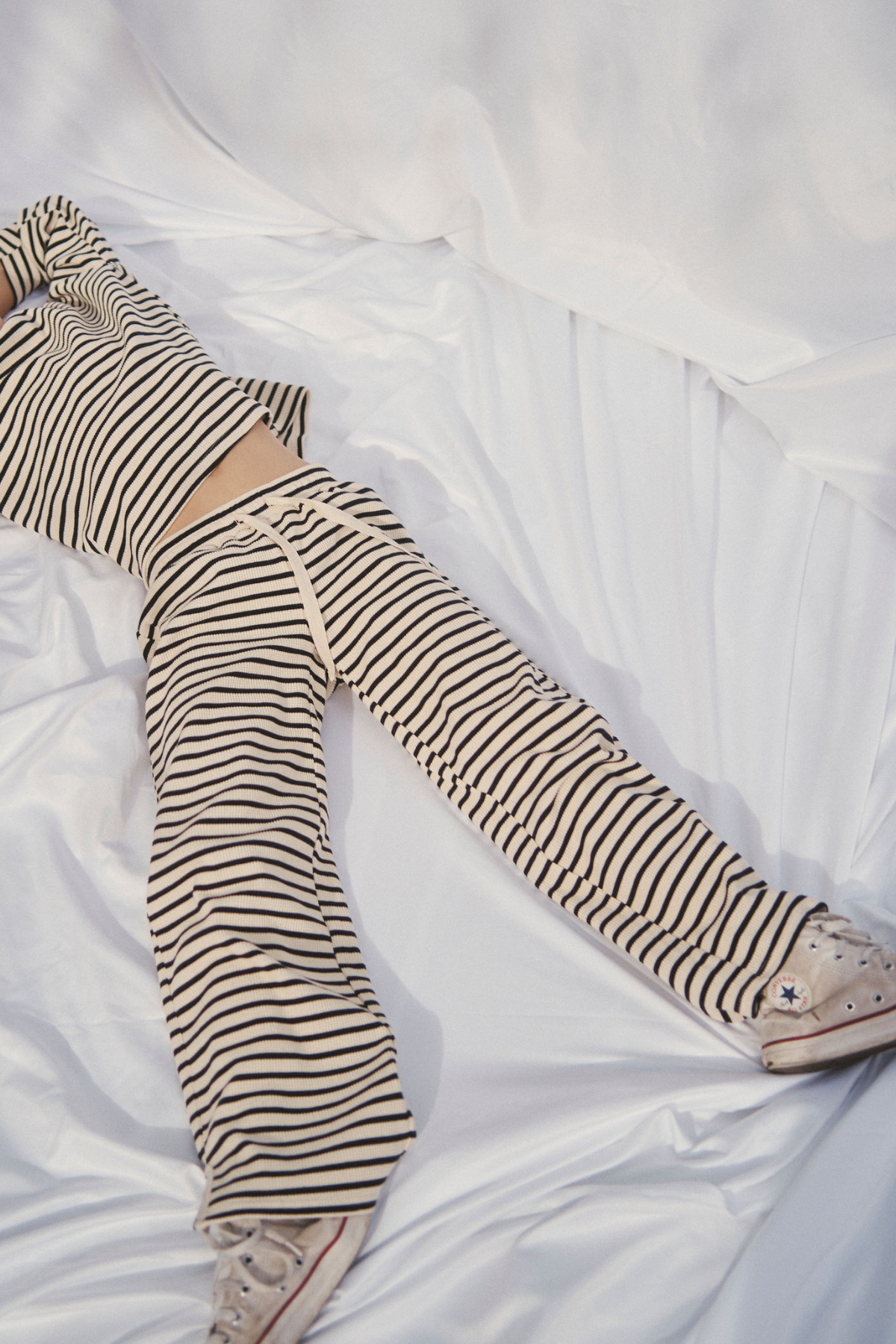 The Lucky Lounge Pants - Balck Ecru Stripe