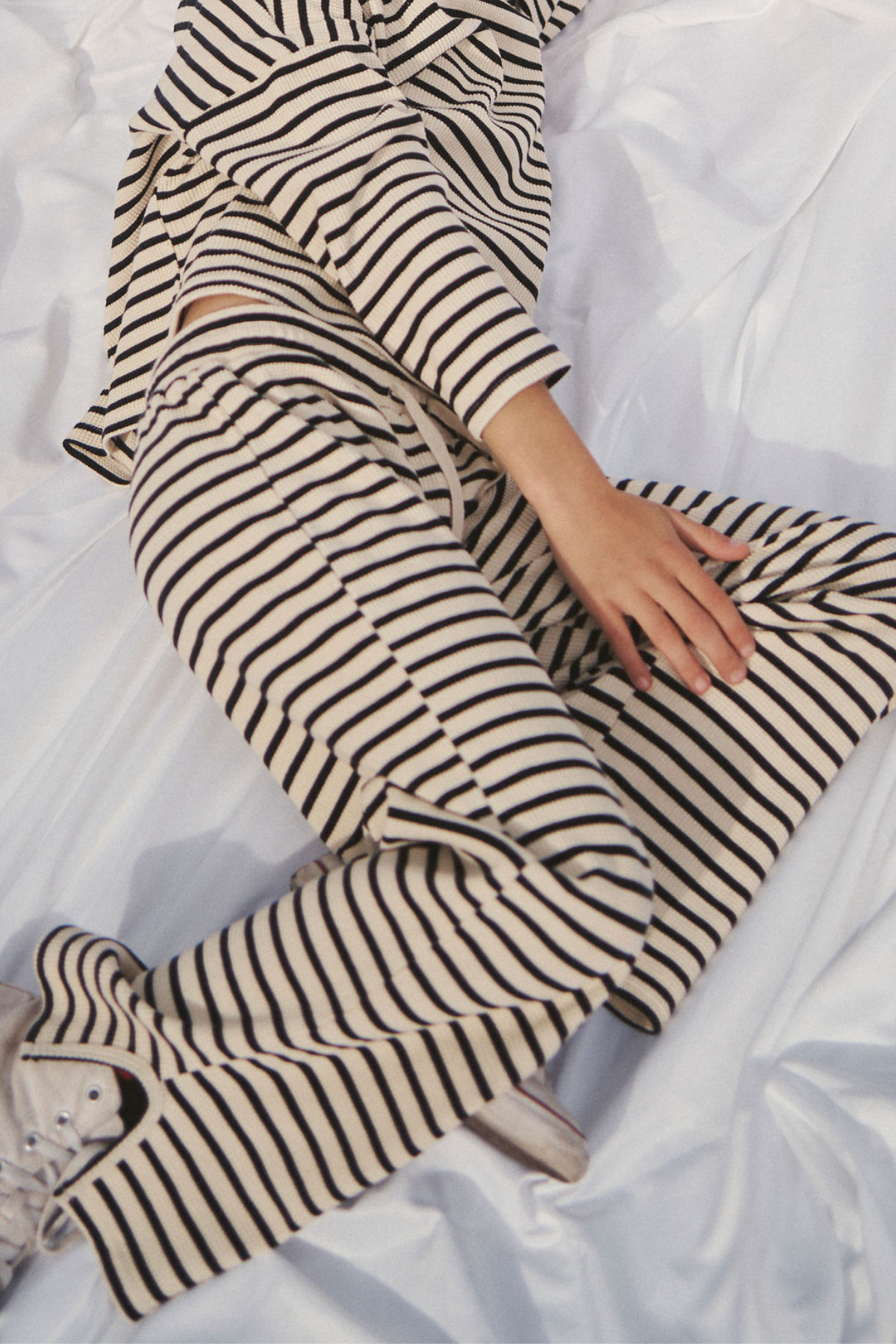 The Lucky Lounge Pants - Balck Ecru Stripe