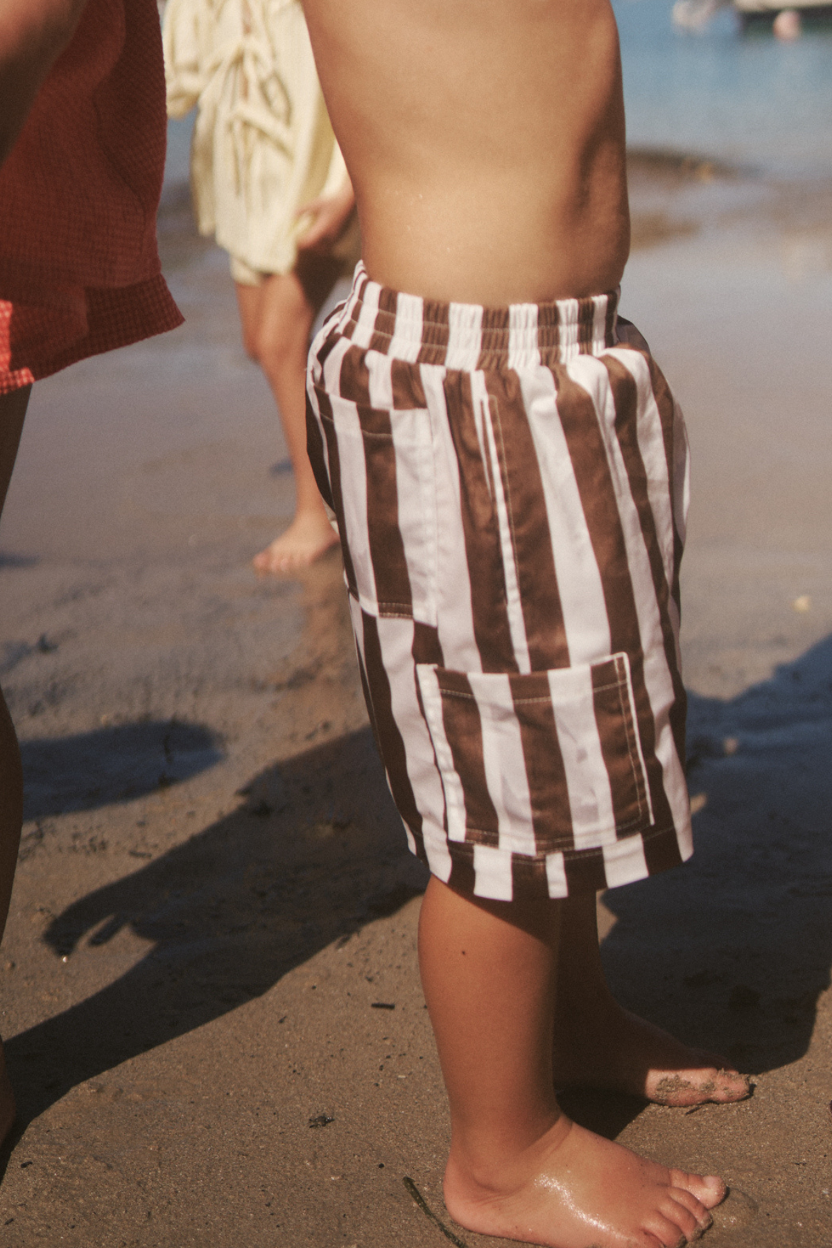 The Tei Shorts - Brown + White Stripe