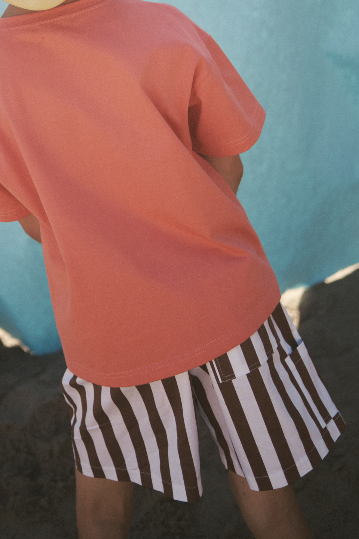 The Tei Shorts - Brown + White Stripe