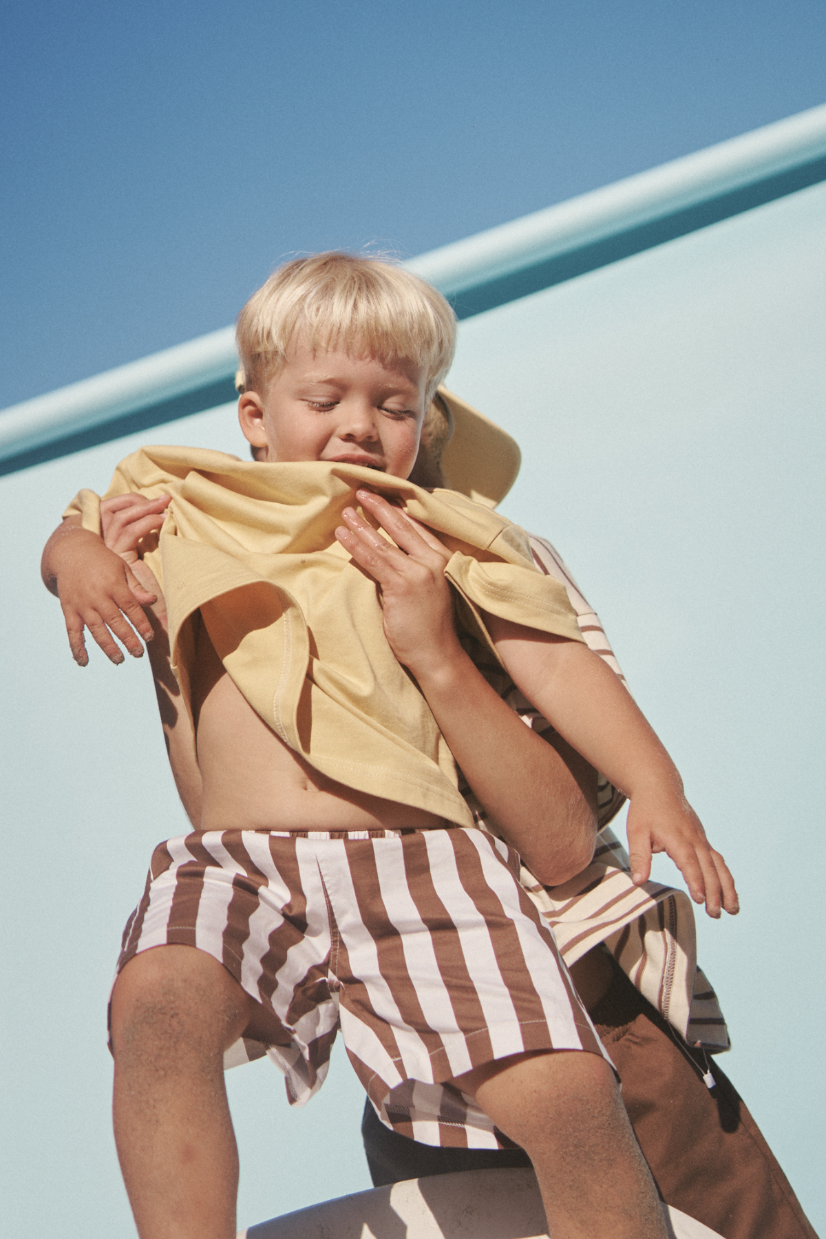 The Tei Shorts - Brown + White Stripe