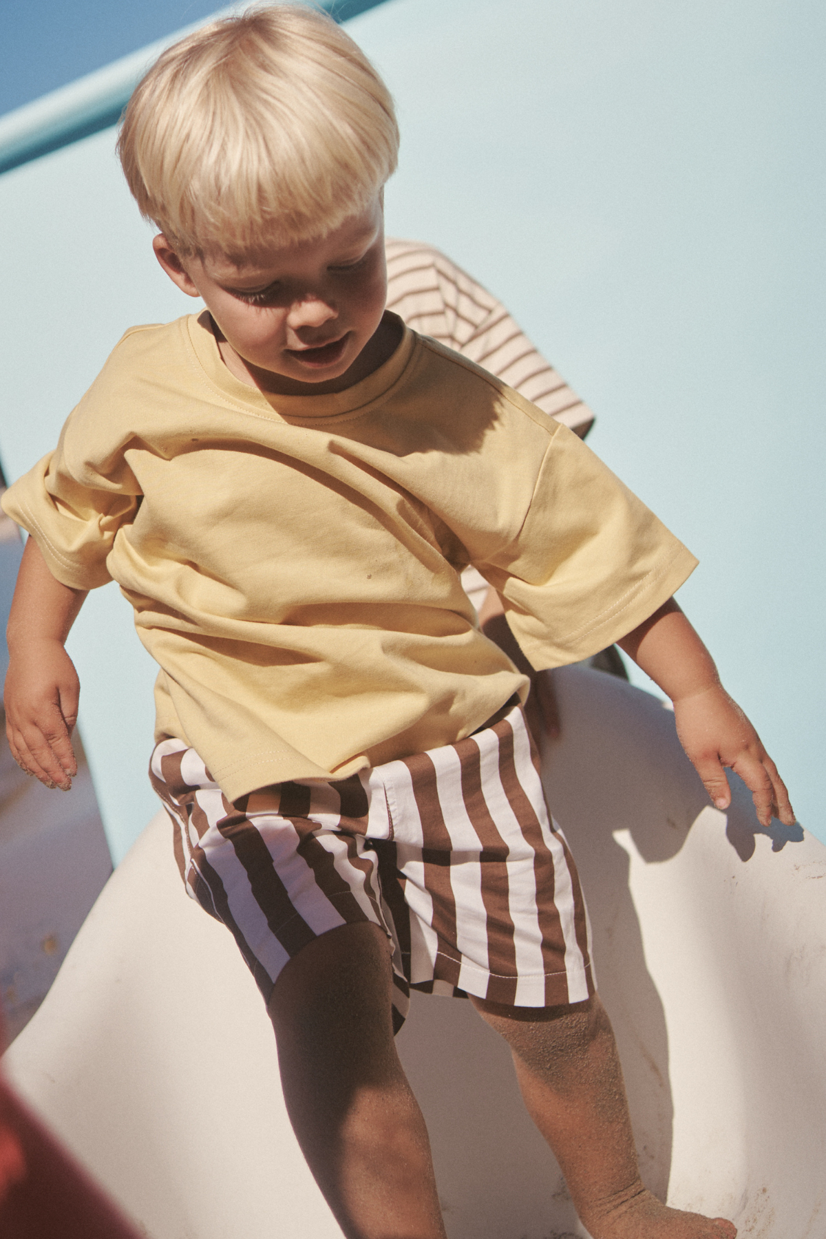 The Tei Shorts - Brown + White Stripe