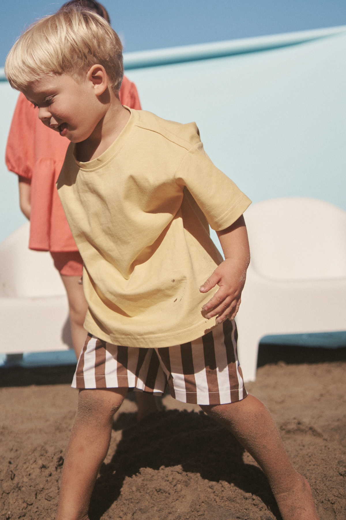 The Tei Shorts - Brown + White Stripe