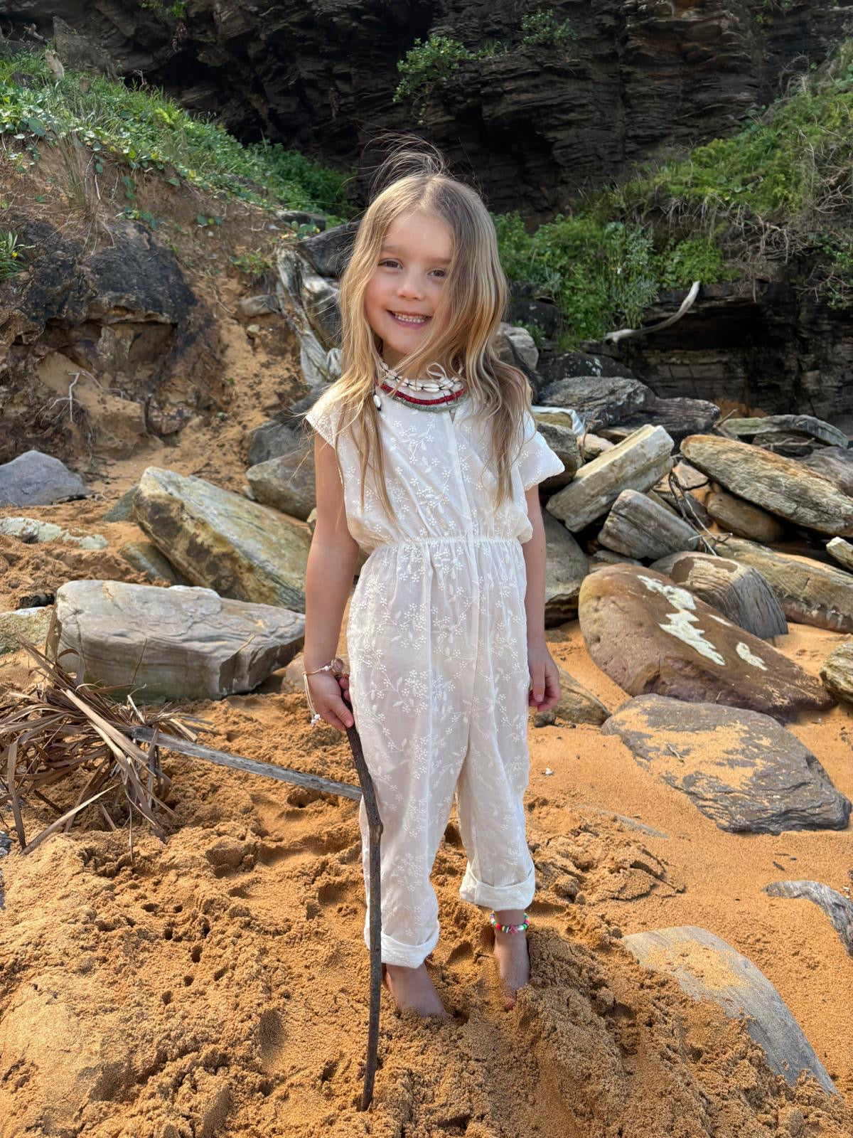 The Juniper Jumpsuit - Embroidered Cream