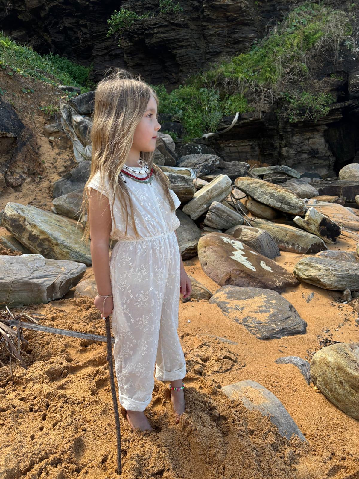The Juniper Jumpsuit - Embroidered Cream