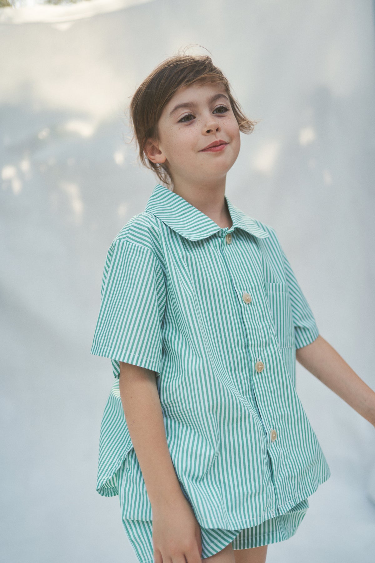 The Alva Button up Shirt - Verde Stripe