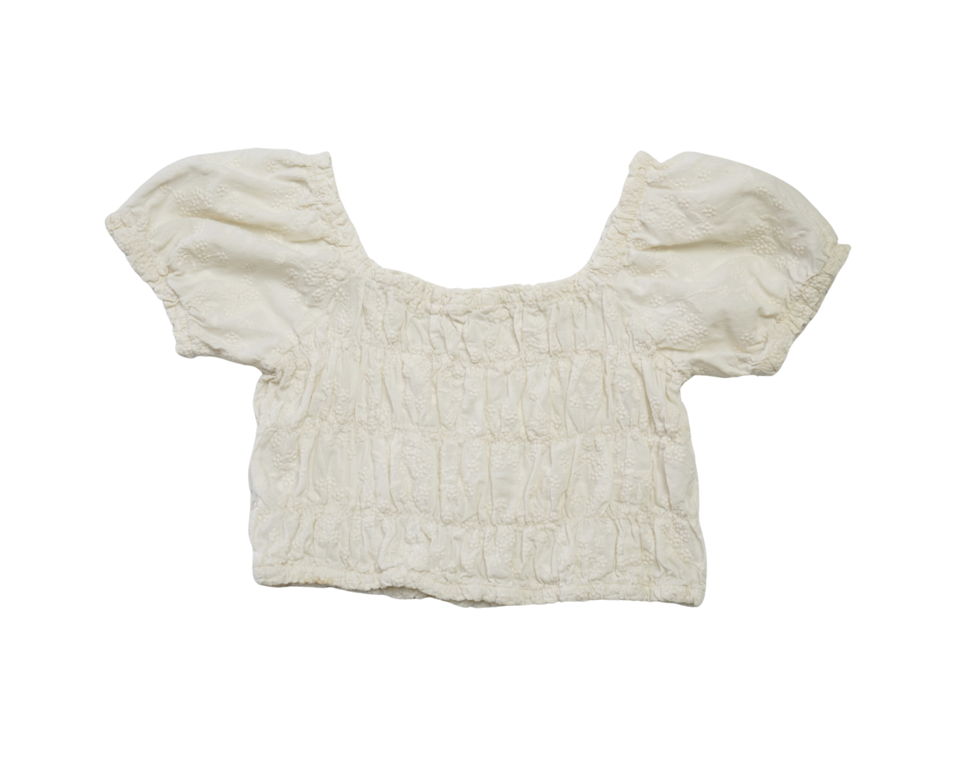 The Ottilie Smocked Crop – Embroidered Cream