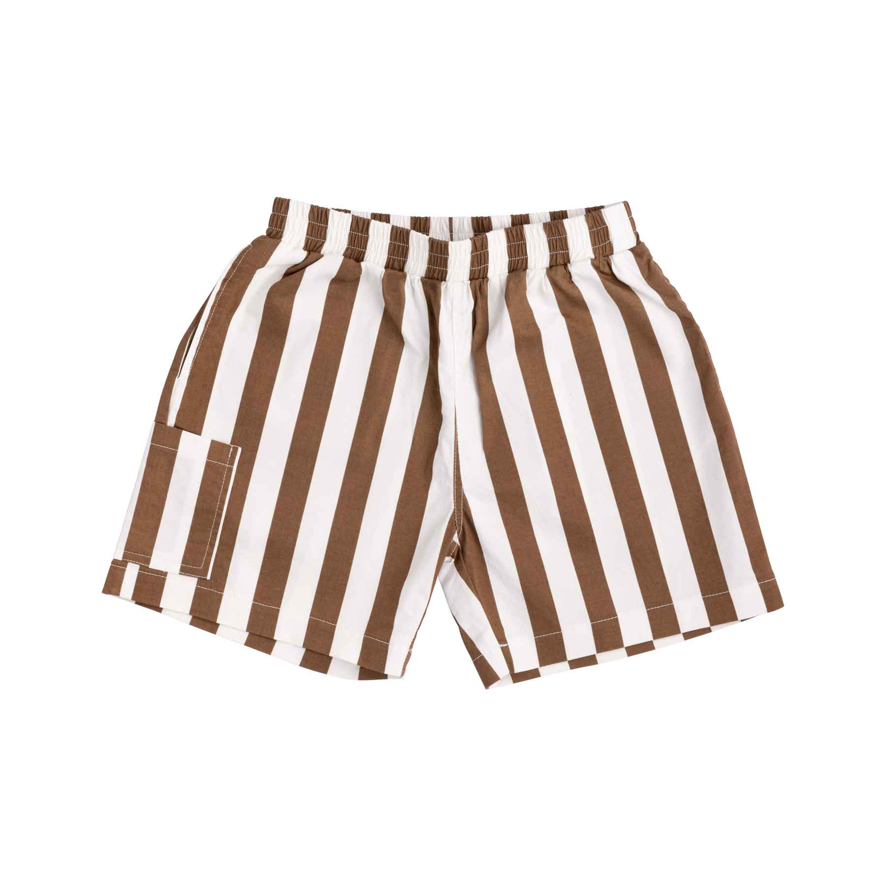 The Tei Shorts - Brown + White Stripe