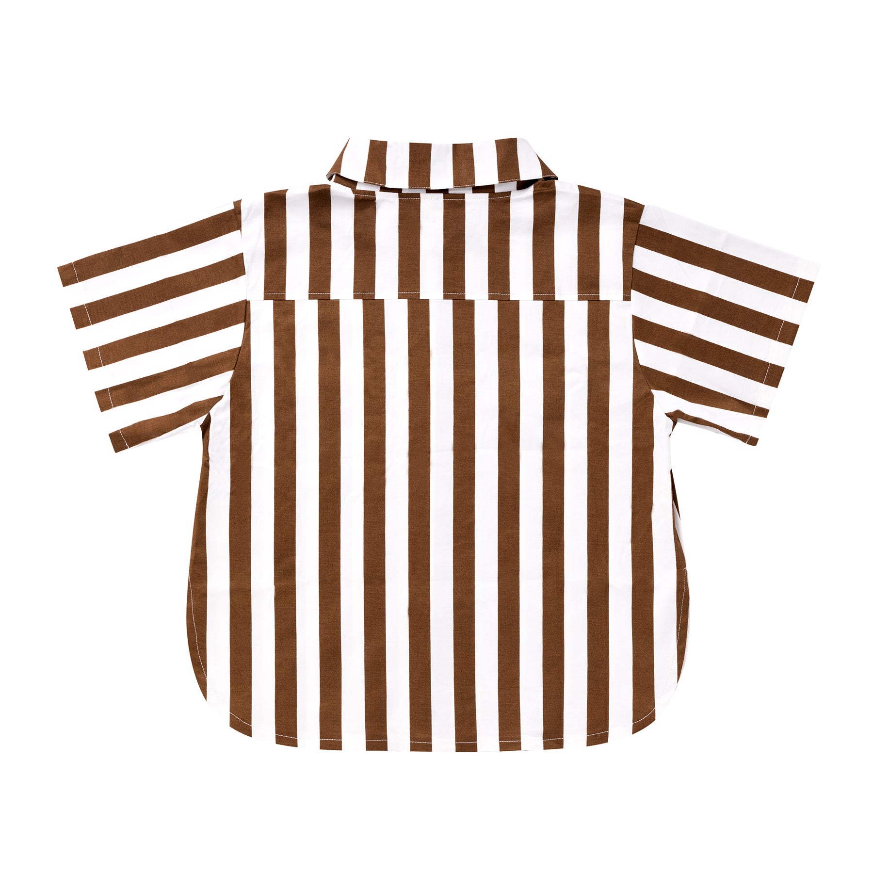 The Alva Button up Shirt - Brown + White Stripe