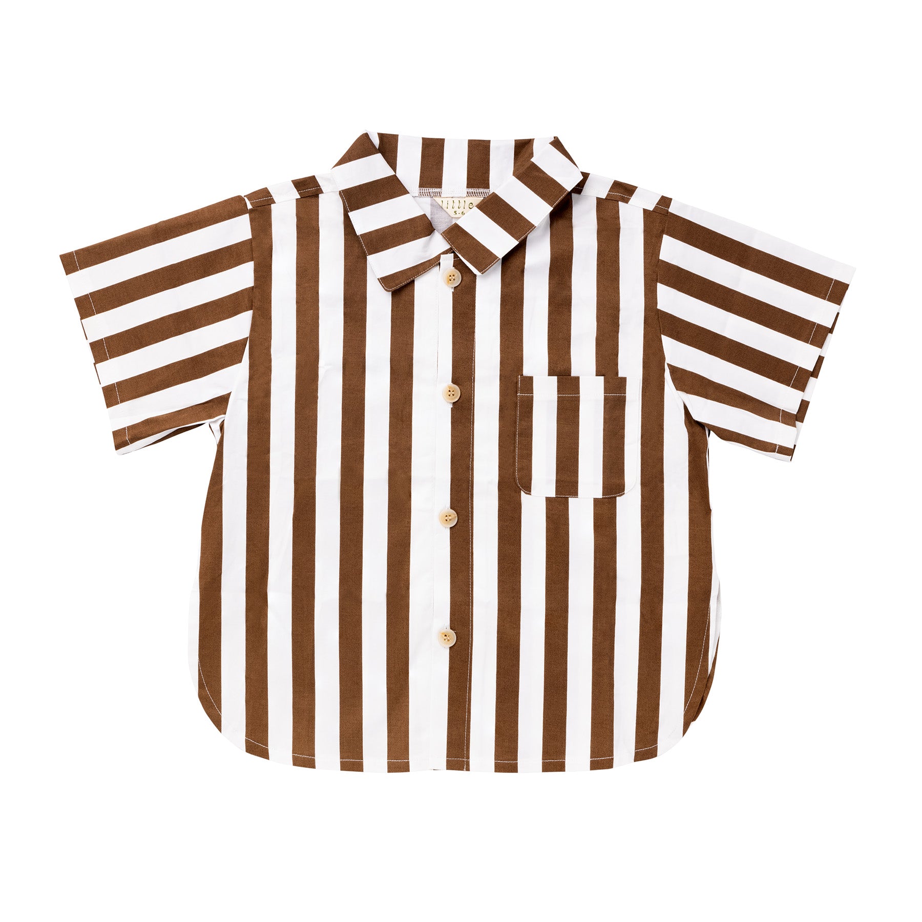 The Alva Button up Shirt - Brown + White Stripe